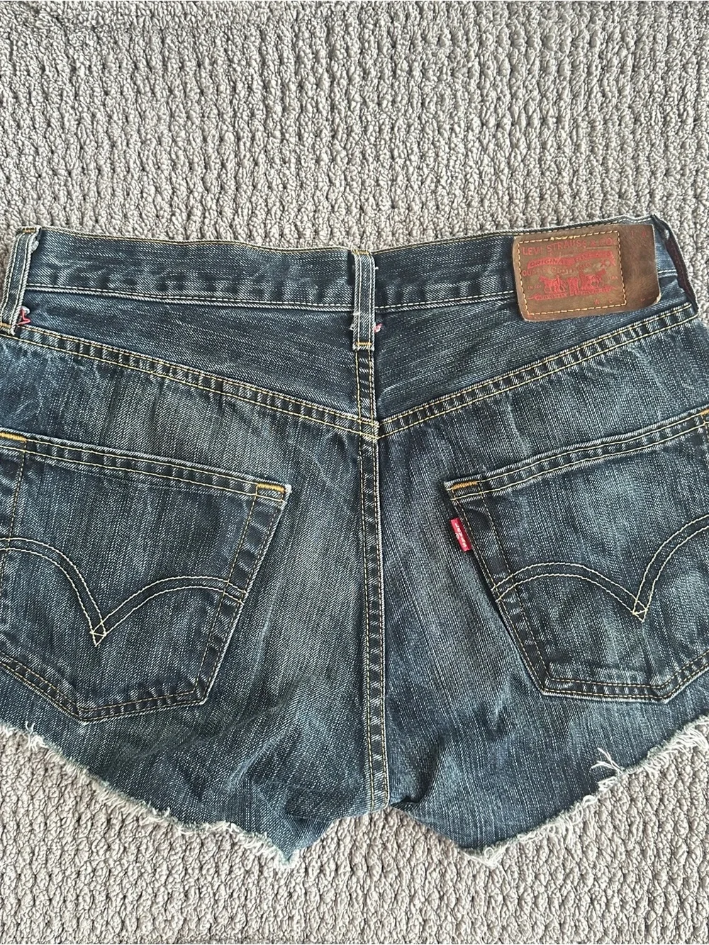 Levi's Dark Blue Denim Frayed Hem Shorts